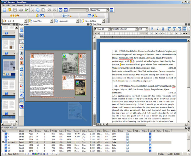 OmniPage Professional 17 screen