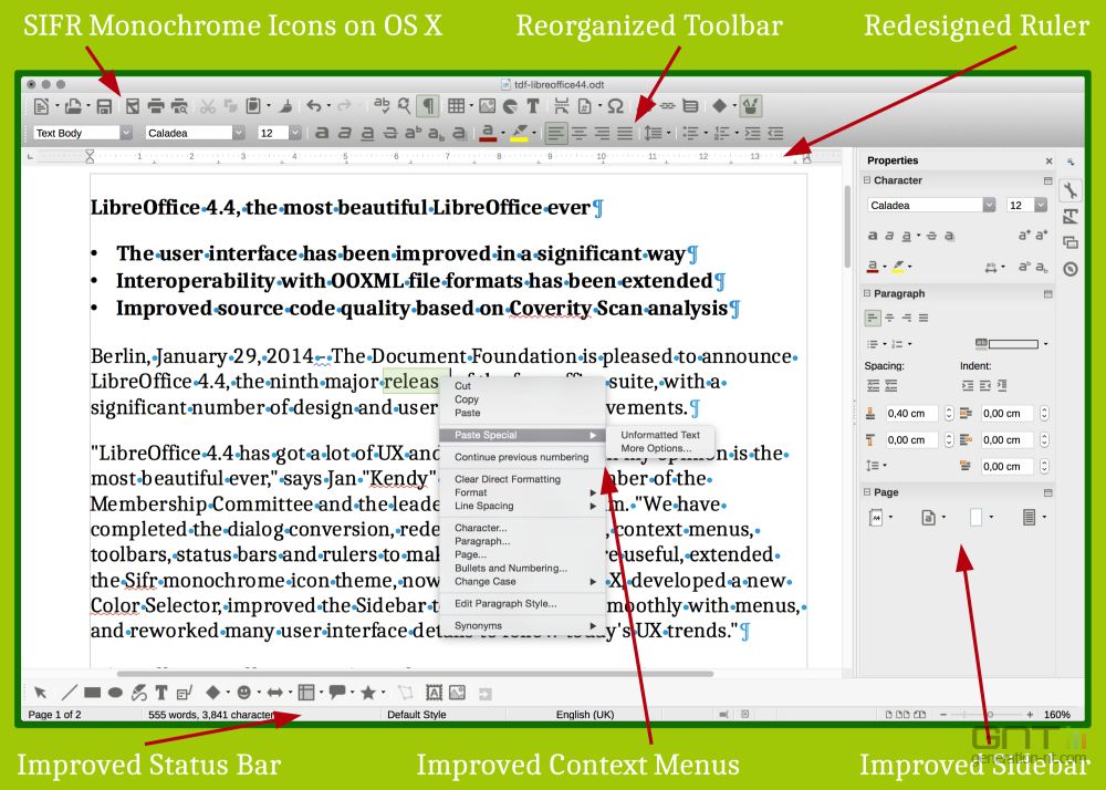 LibreOffice en version 4.4 avec des nouveautés