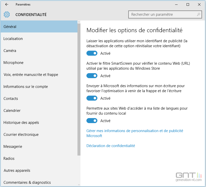 Windows 10 la version 1511 modifie des paramètres