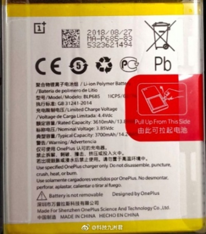 OnePlus 6T batterie capacitÃ©