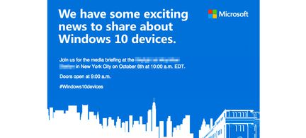 Microsoft Windows 10 invitation octobre