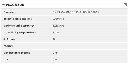 Intel Core i9-10900K benchmark.