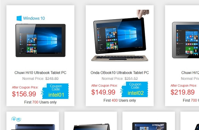 Geabest promotion tablette intel