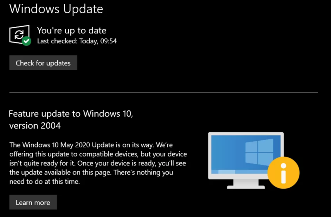 windows-update-version-2004-avertissement