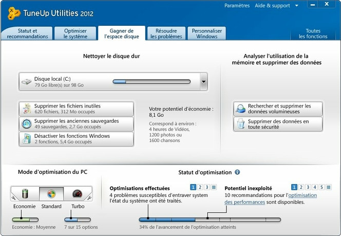 TuneUp Utilities 2012 screen 2