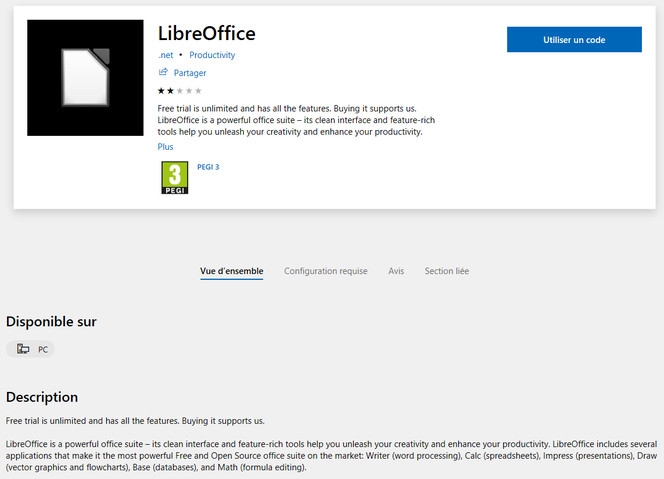 LibreOffice-non-officiel-Microsoft-Store