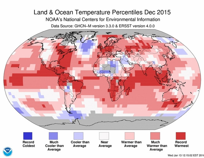 NOAA temperature decembre 2015