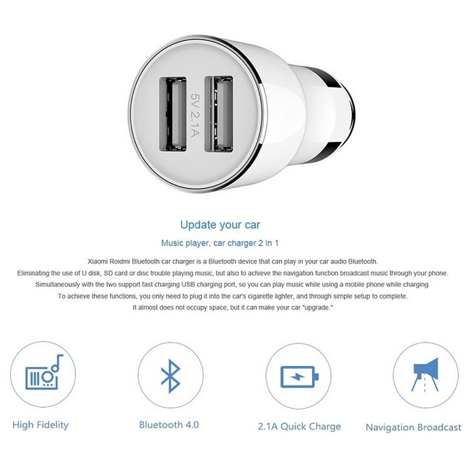 Xiaomi chargeur allume cigare bluetooth