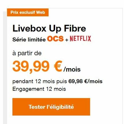 Livebox Up fibre netflix ocs