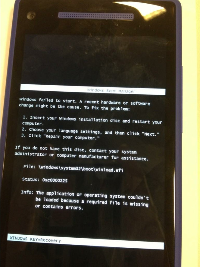 Windows Phone 8 message erreur