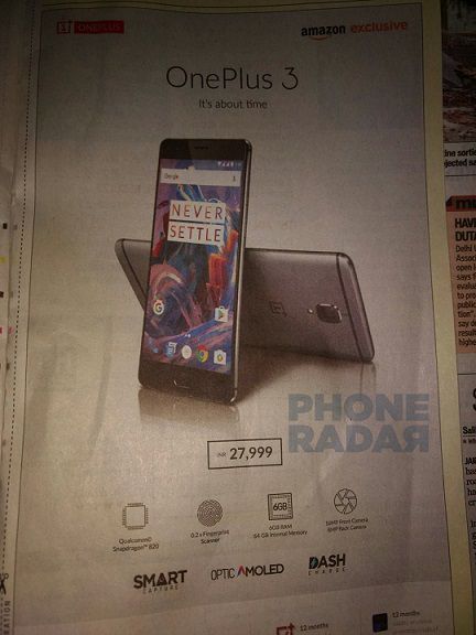 OnePlus 3 publicite inde