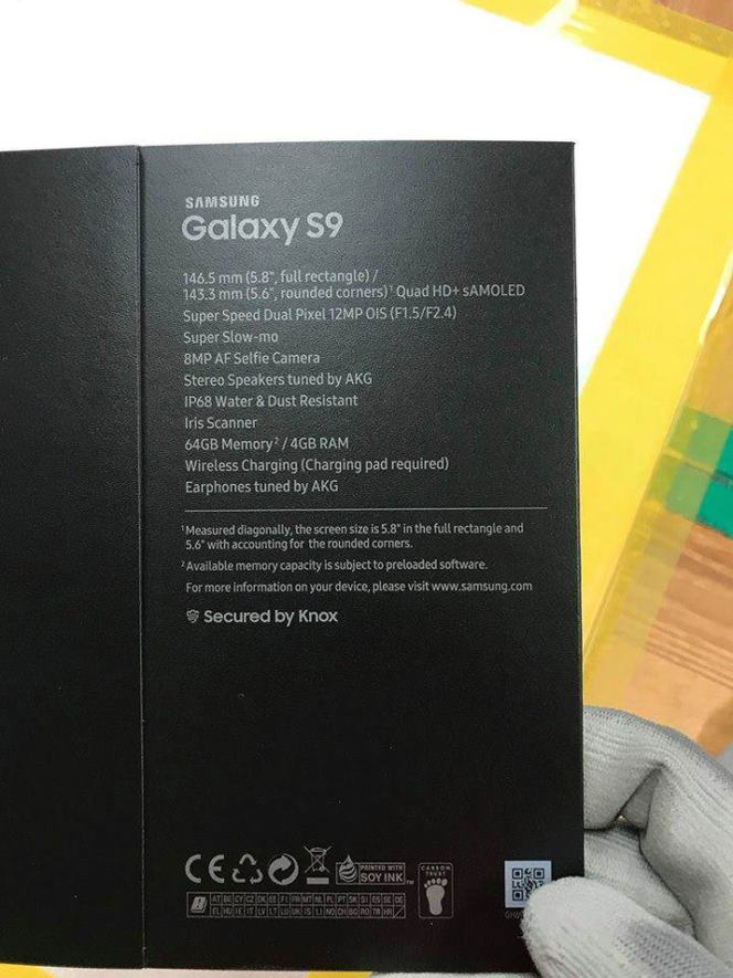 Galaxy S9 packaging