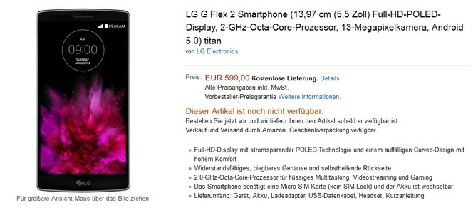 LG G Flex 2 prix
