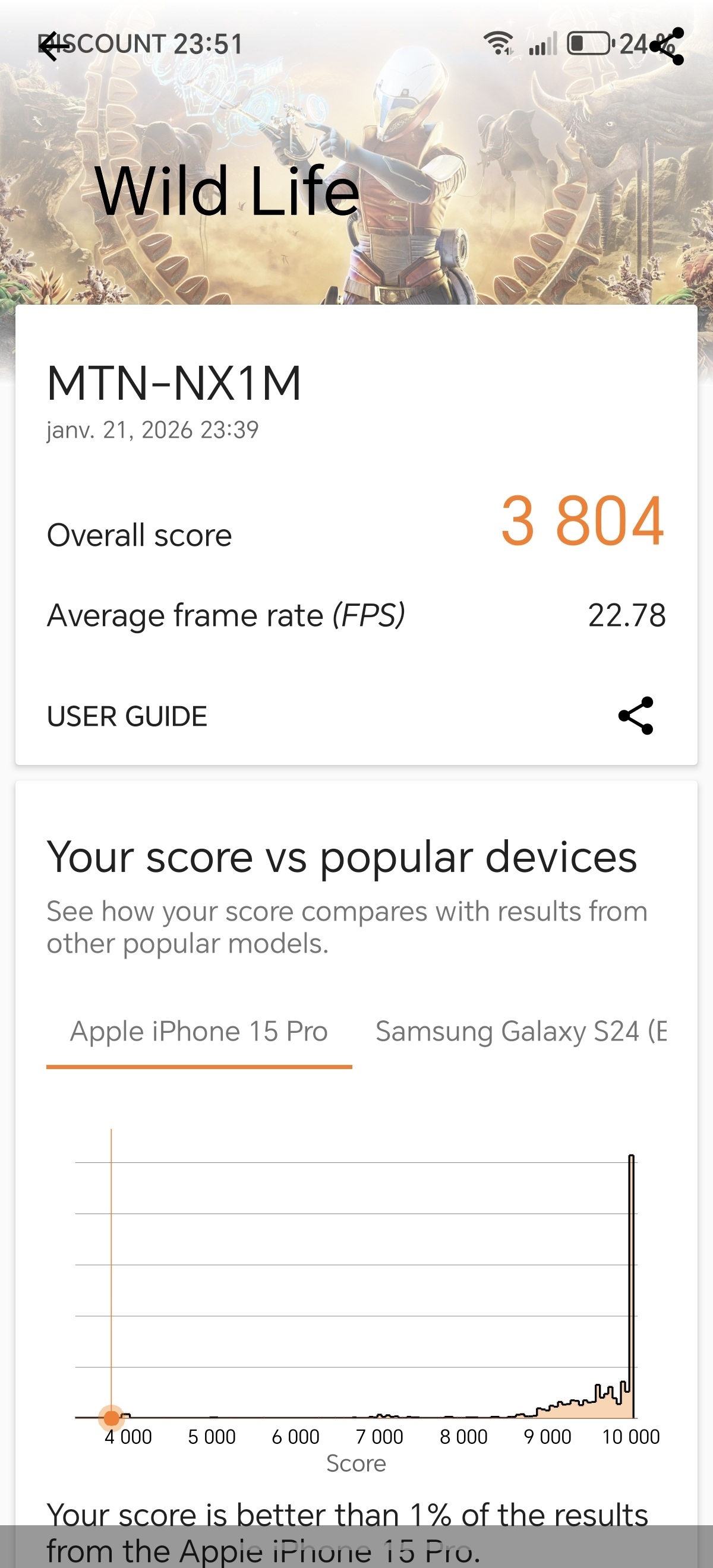 Honor Magic8 Lite 3DMark Wild Life