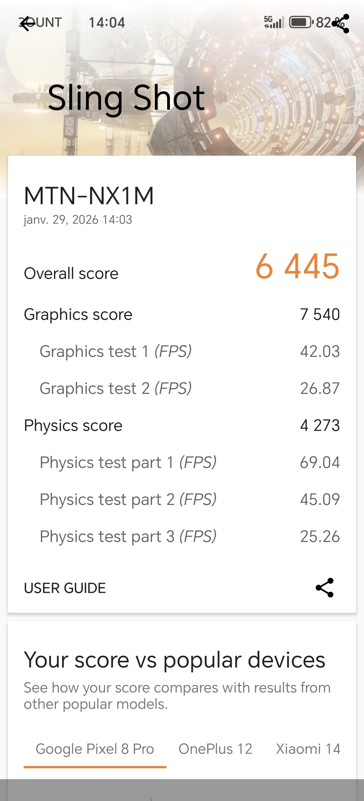 Honor Magic8 Lite 3DMark Sling Shot