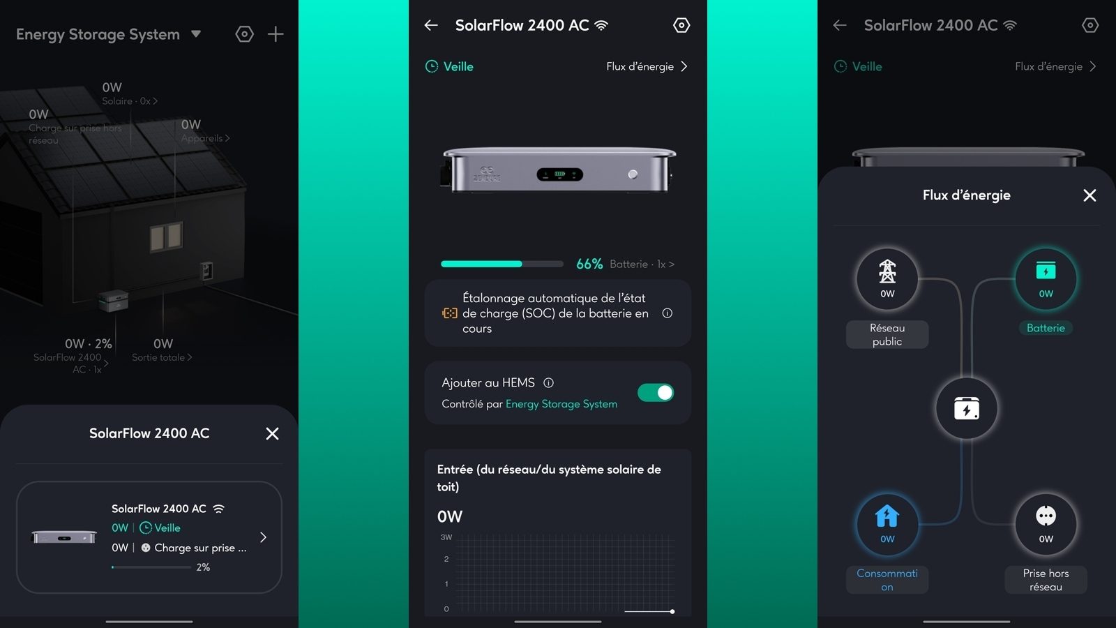 Appli Android Zendure SF 2400 AC - Vue d'ensemble