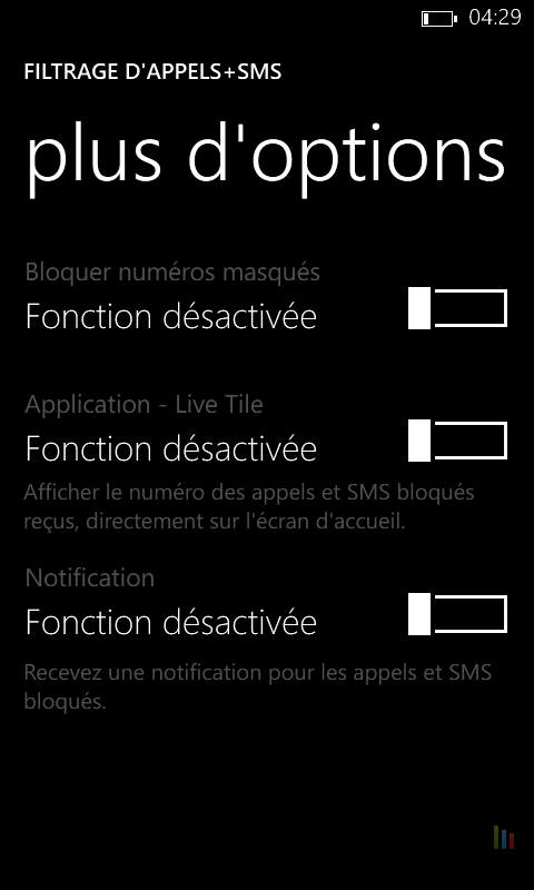 Filtrage numÃ©ros Windows Phone (5)