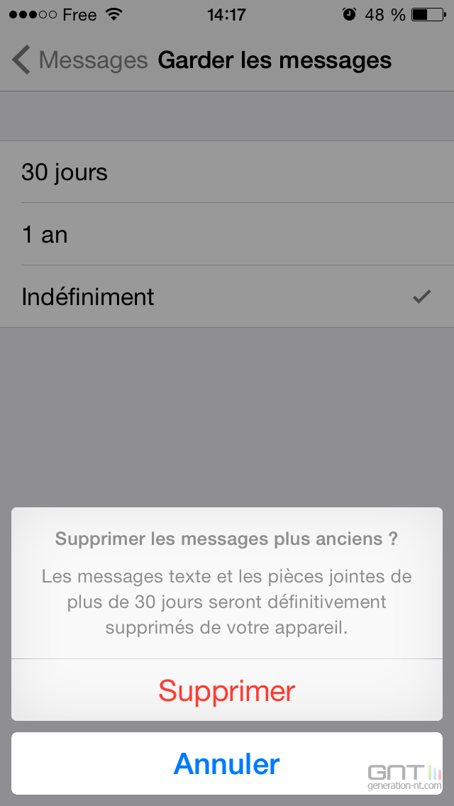 Suppression automatique messages iPhone (3)