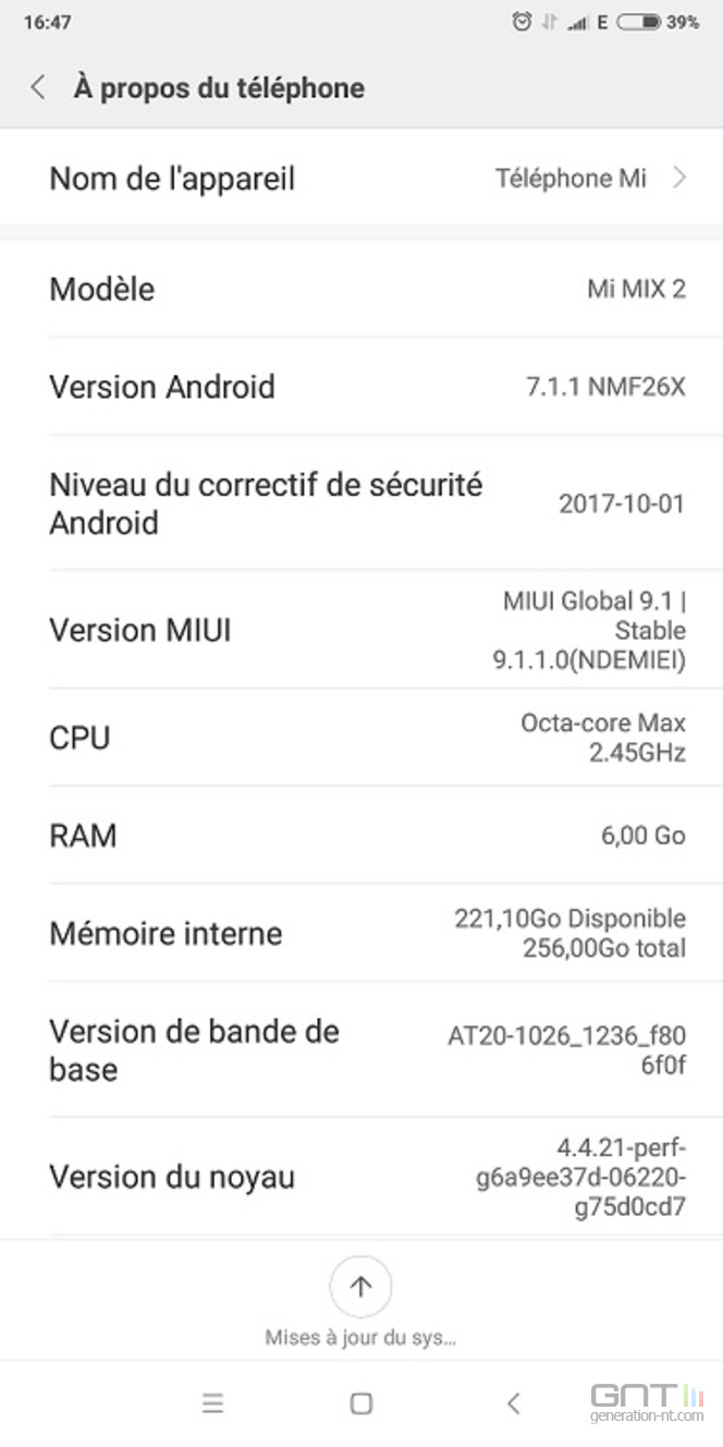 Xiaomi Mi Mix 2 configuration