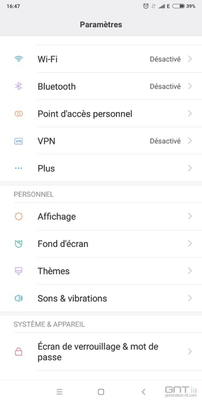 Xiaomi Mi Mix 2 settings