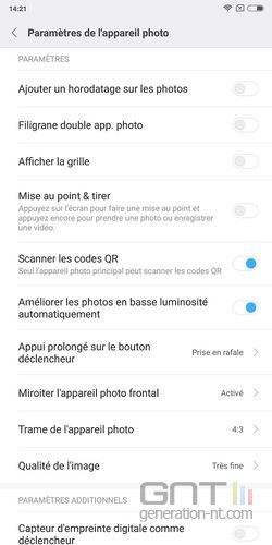 Xiaomi Redmi Note 5 photo reglages