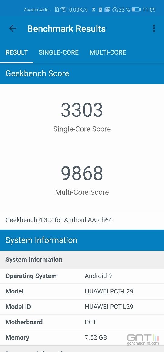 Honor View 20 Geekbench Perf