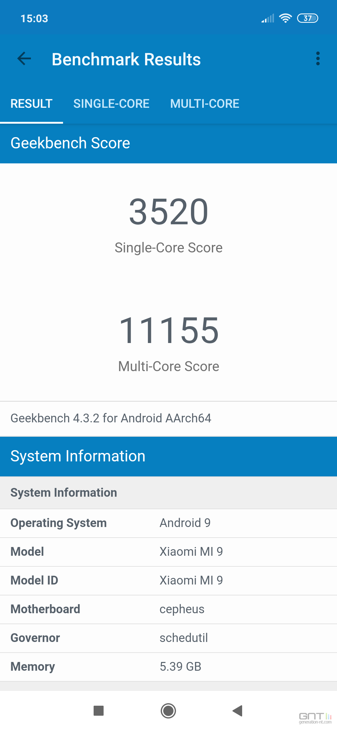 Xiaomi Mi 9 Geekbench