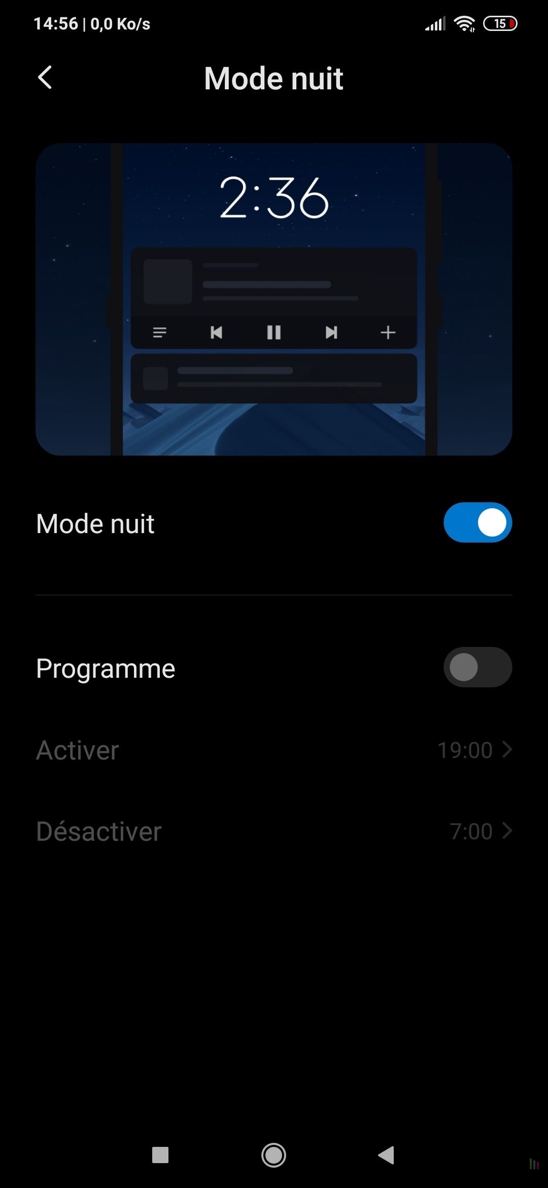 Xiaomi Mi Note 10 theme sombre