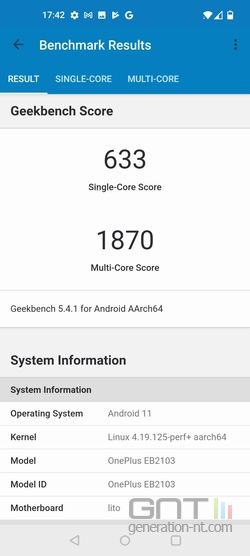 OnePlus Nord CE 5G Geekbench