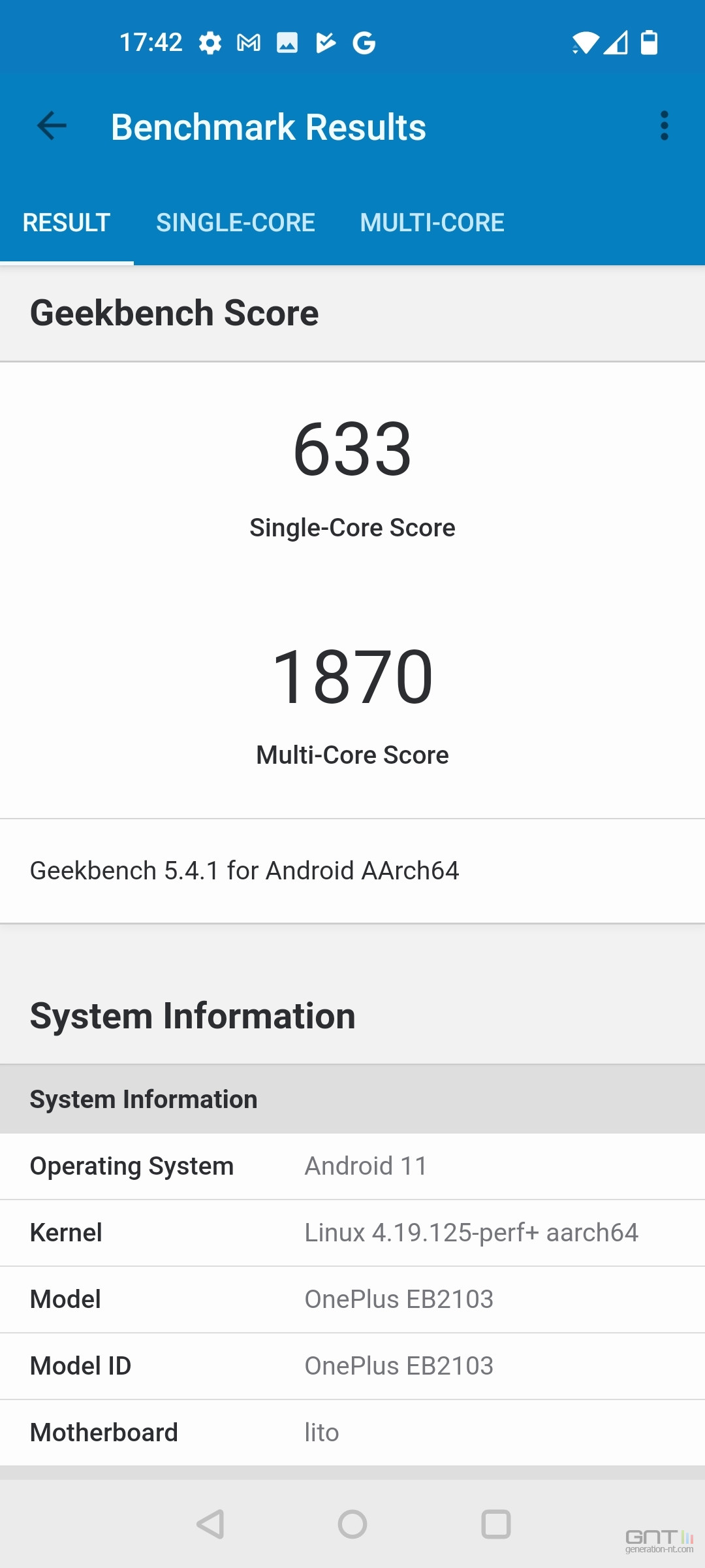 OnePlus Nord CE 5G Geekbench