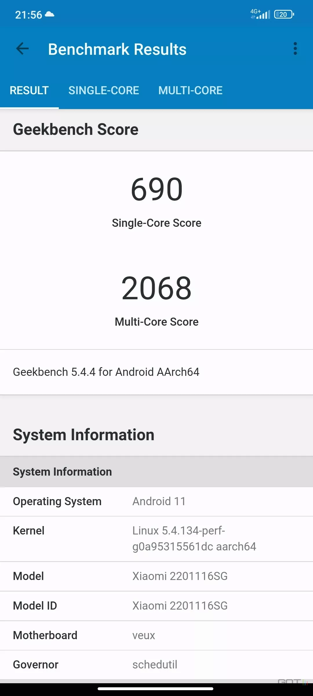 Redmi Note 11 Pro 5G Geekbench