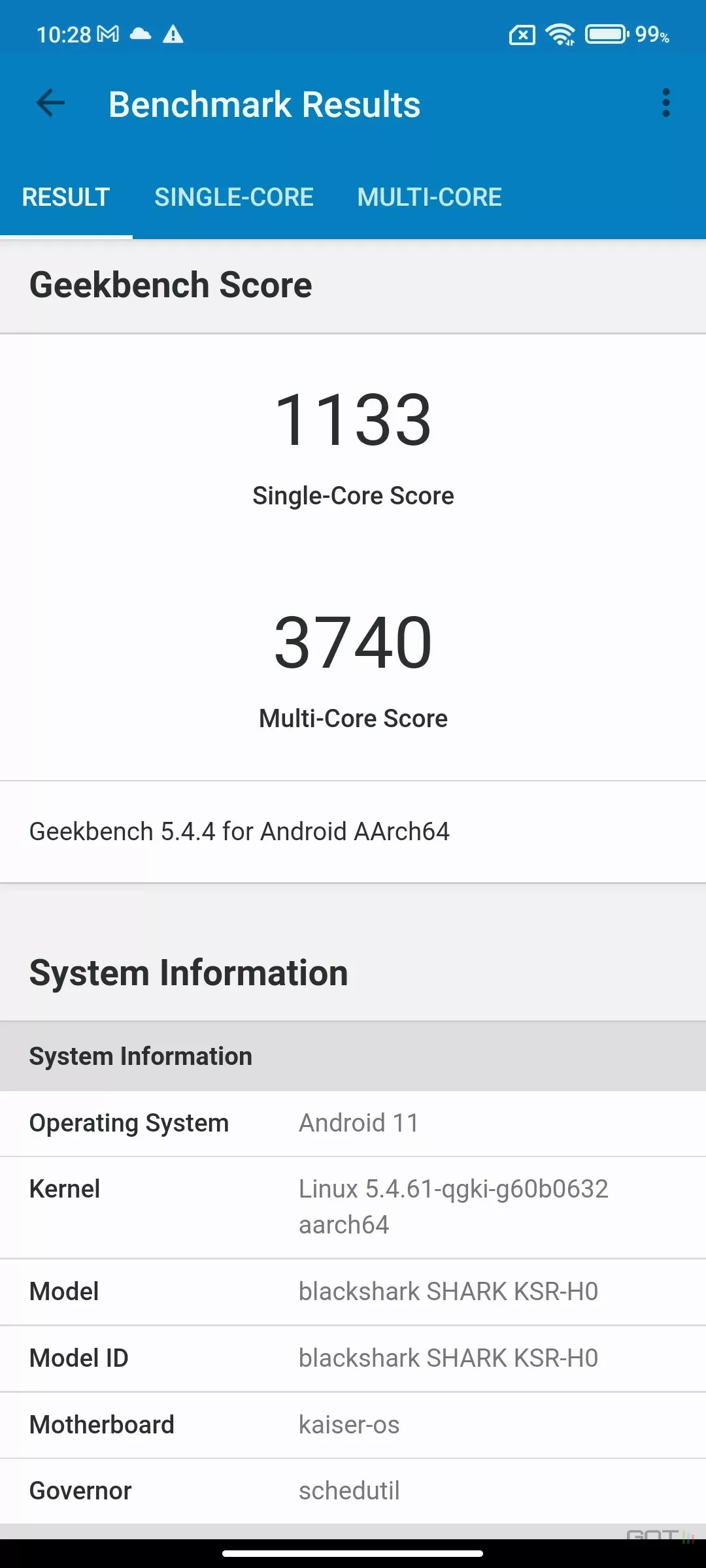 Black Shark 4 Pro Geekbench