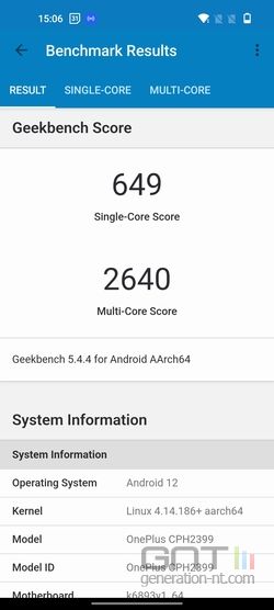 OnePlus Nord 2T Geekbench
