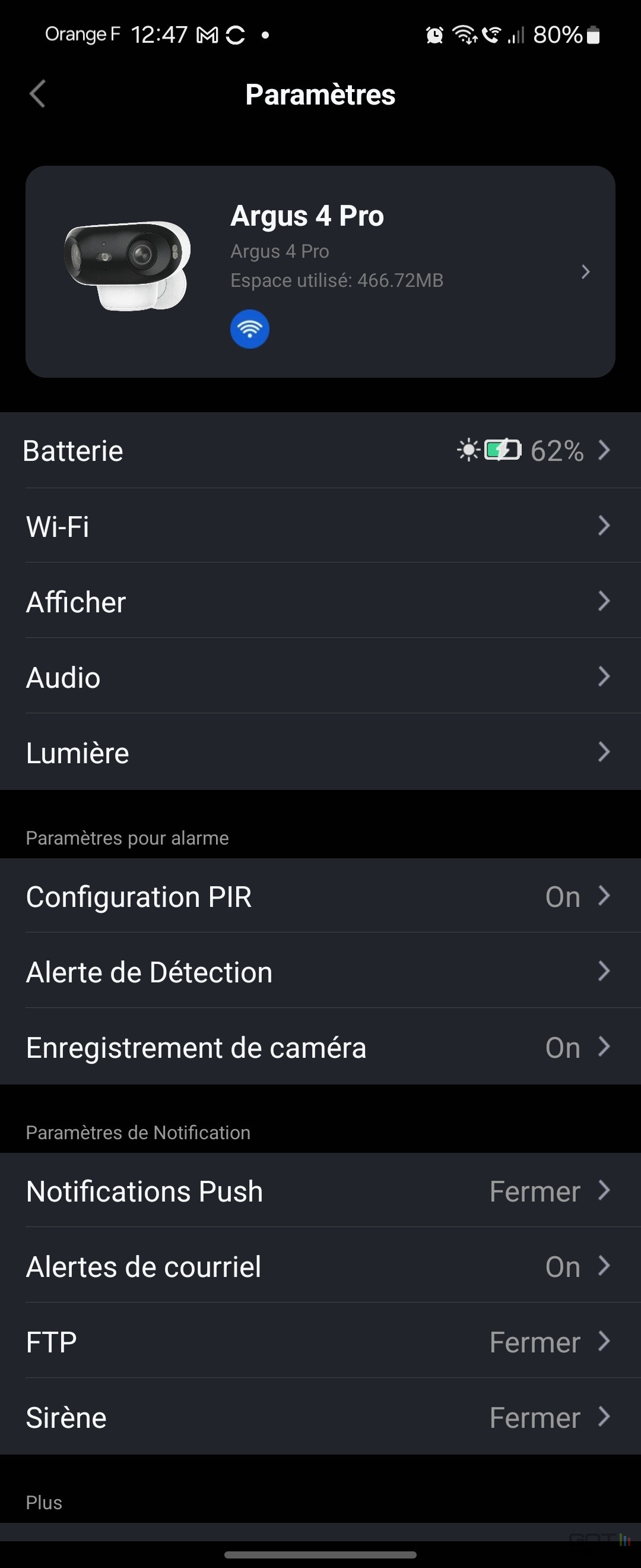 Reolink application charge solaire