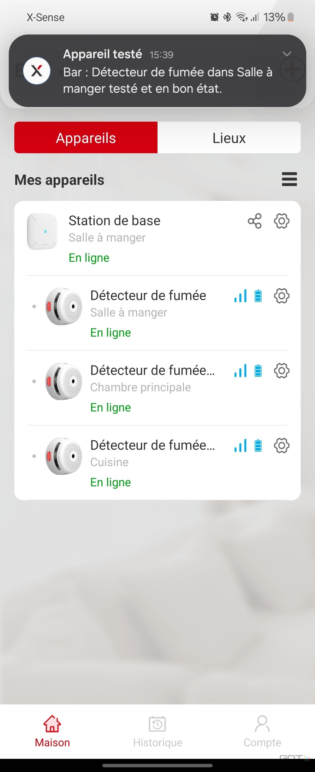 X Sense Home Security notification 02