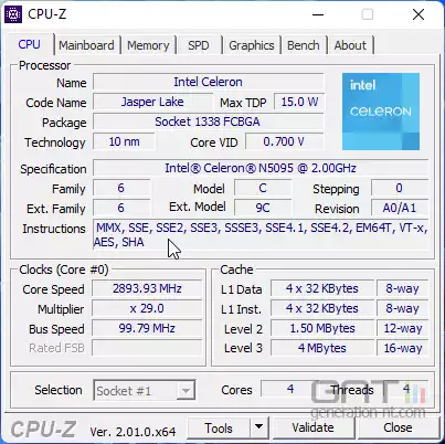 Mini-PC GEEKOM MiniAir 11 - CPU-Z