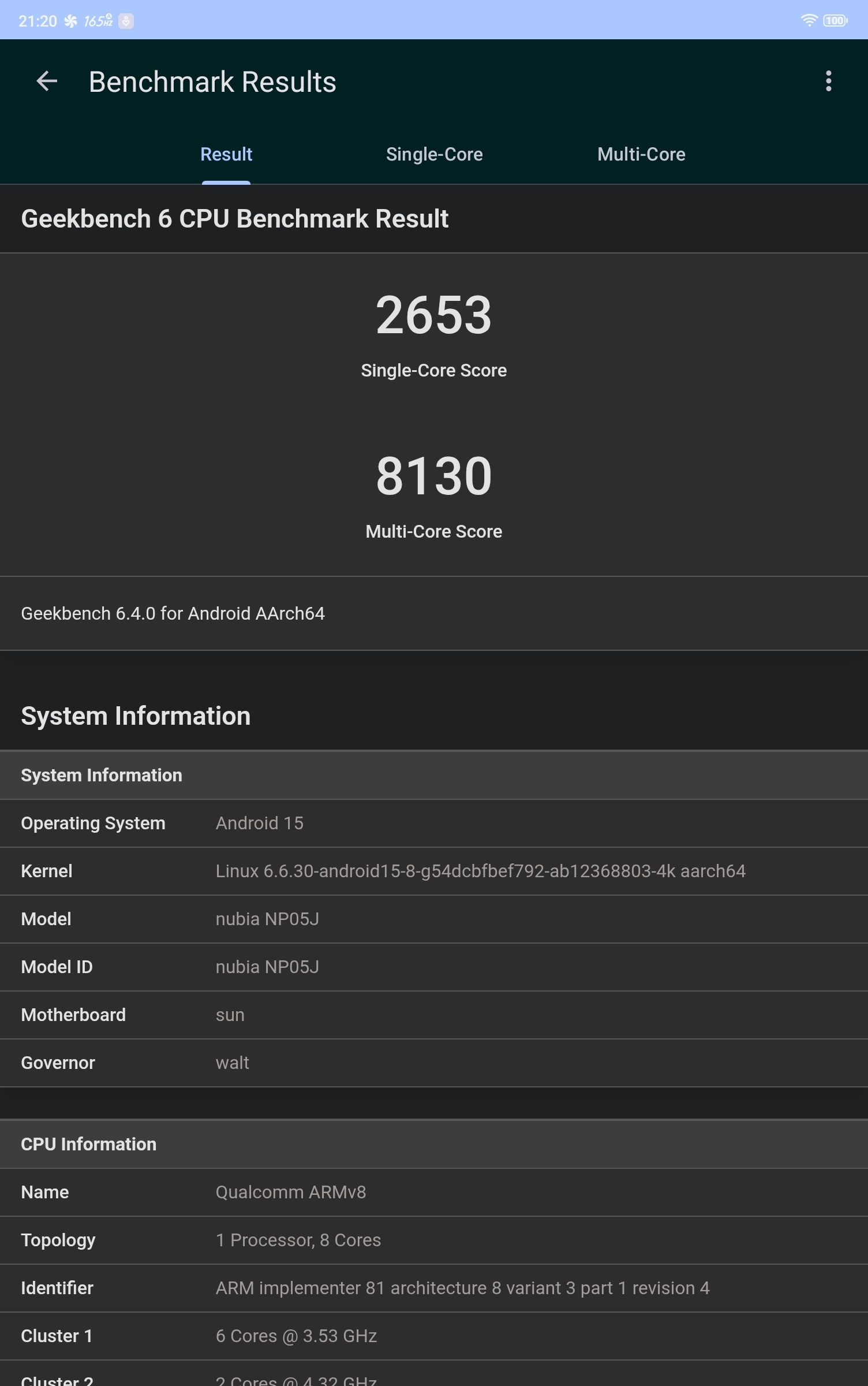 Redmagic Astra Gaming Tablet Geekbench 6