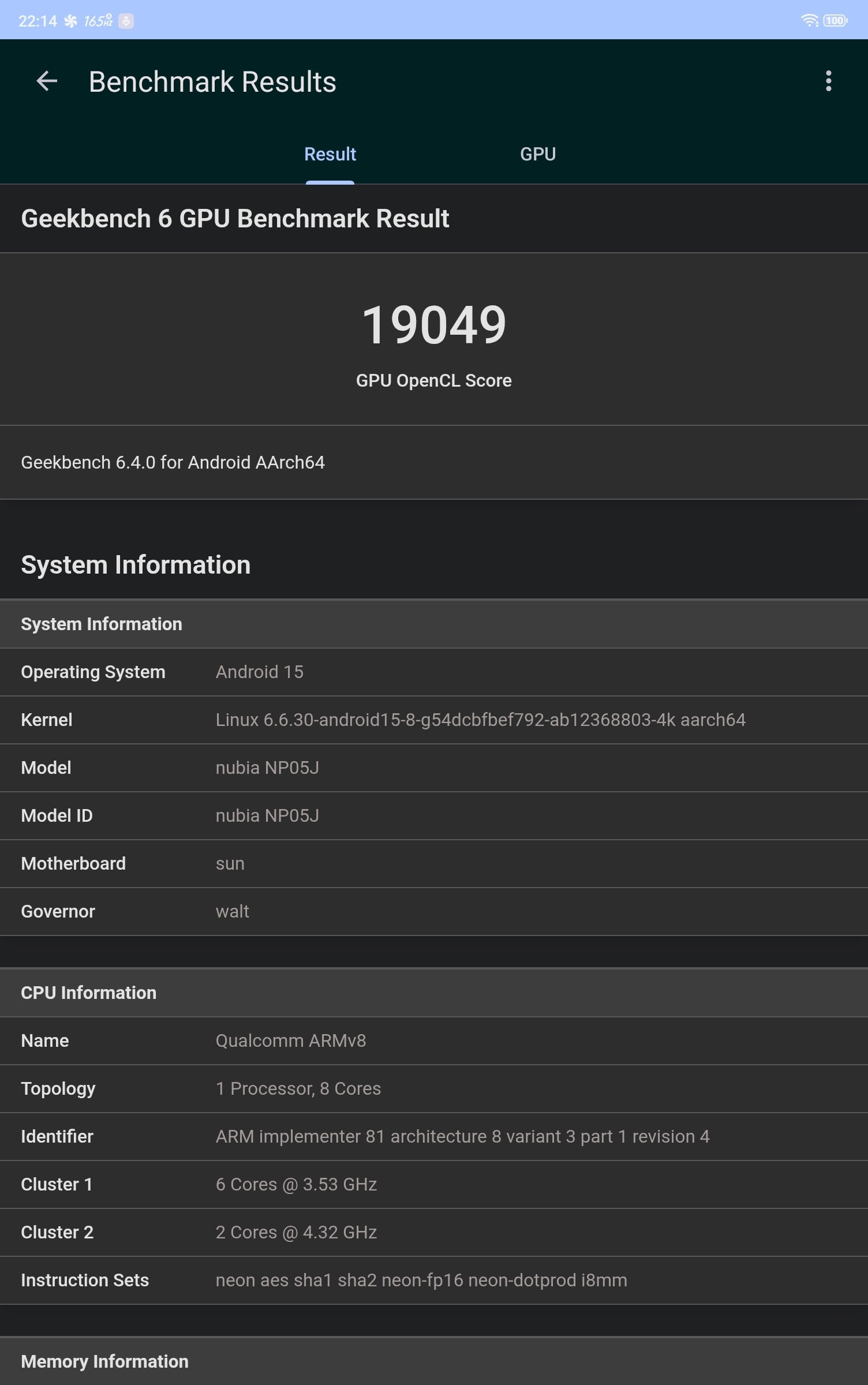 Redmagic Astra Gaming Tablet Geekbench GPU