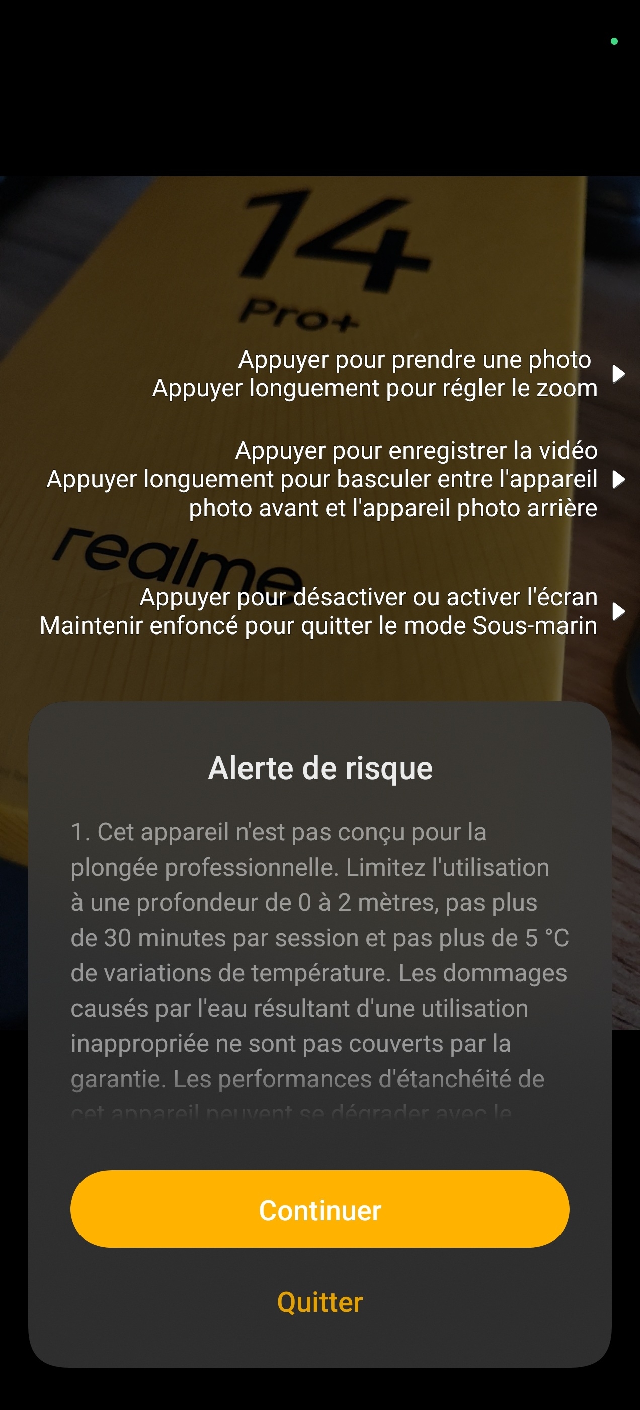 Realme 14 Pro Plus mode sous marin