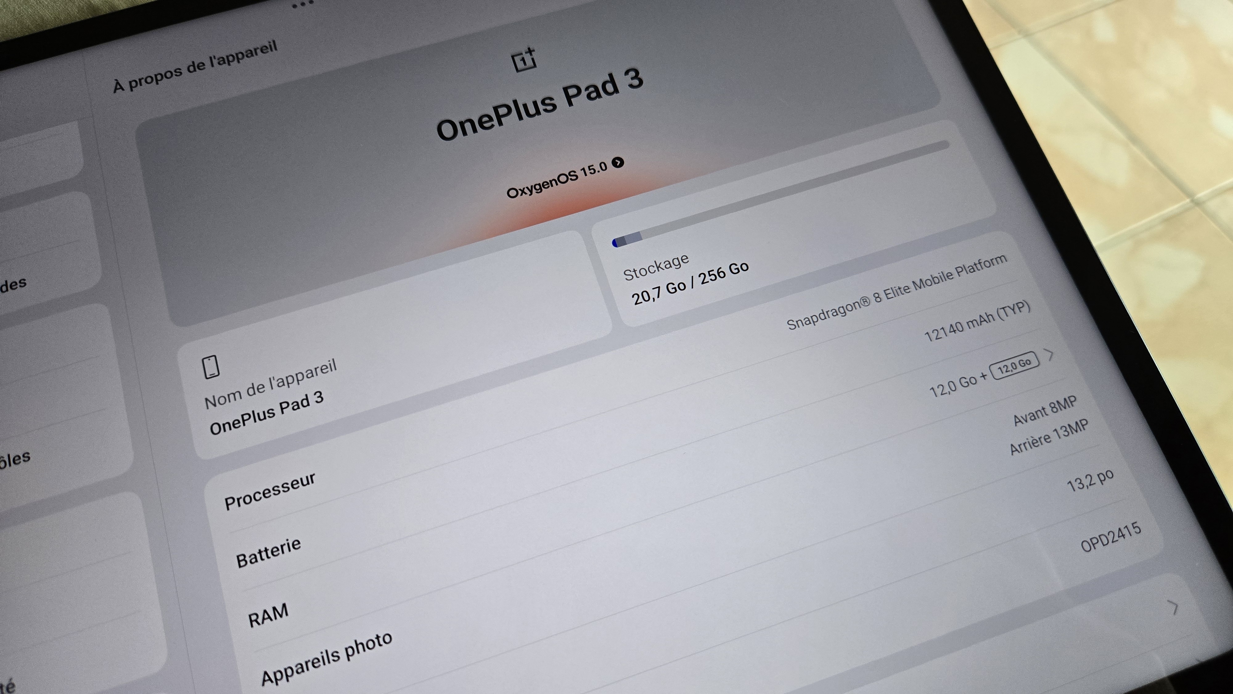 OnePlus Pad 3 specs