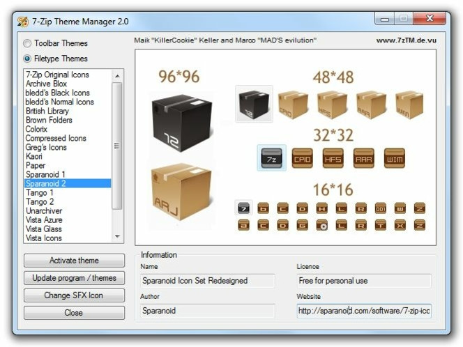 7Zip Theme Manager screen 2