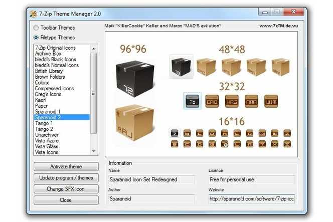 7Zip Theme Manager screen 2