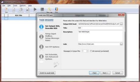 Advanced Email2RSS Professional screen