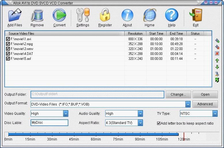 Allok AVI to DVD SVCD VCD Converter screen