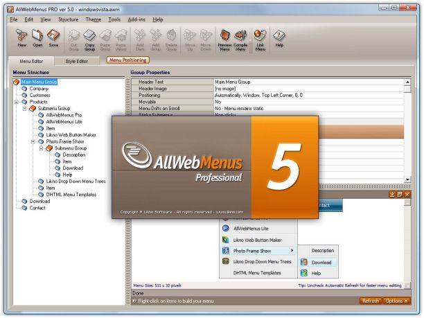 AllWebMenus Pro screen1