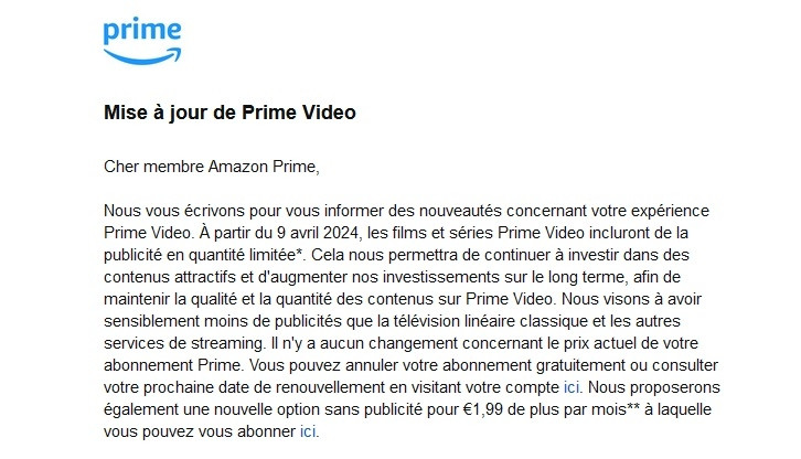 Amazon Prime Video publicite