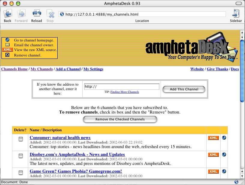 AmphetaDesk screen1