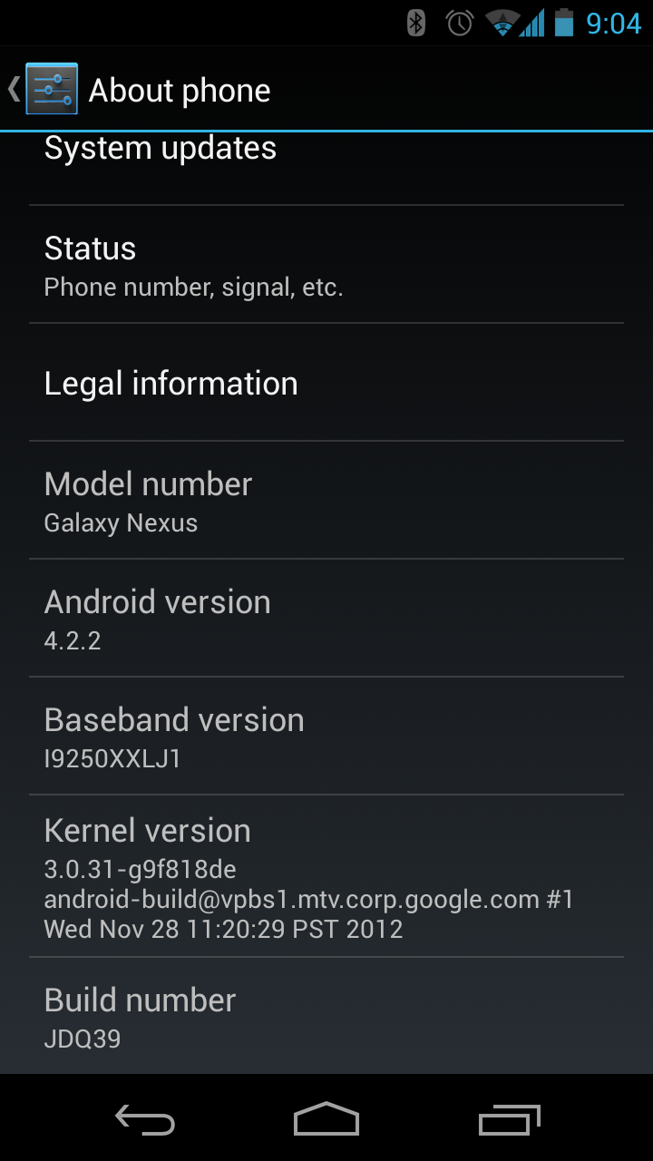 Android 4.2.2 Google Galaxy Nexus