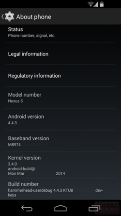 Android KitKat Nexus 5