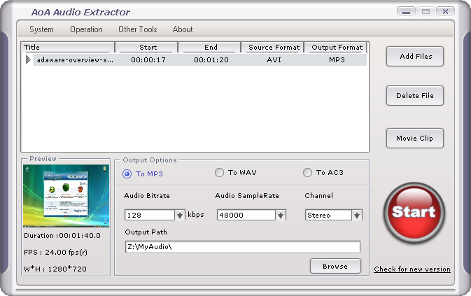 AoA Audio Extractor screen1